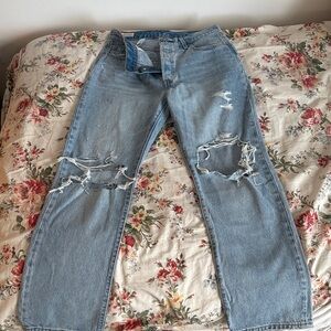 Levi's Mid Rise Baggy Dad Ripped Blue Denim Jeans 29/31 NWOT